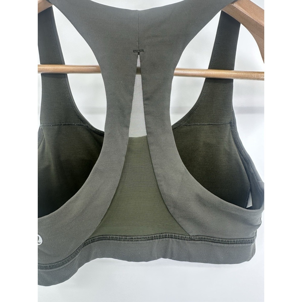 Lululemon Invigorate Bra Size 4 Army Green Mesh Racerback Sports Bra Padded - Picture 7 of 7